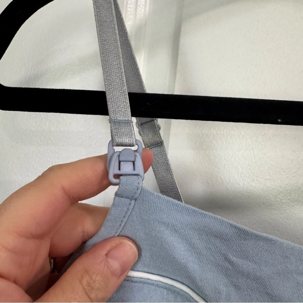 Petite Plume Basics Maternity Nursing Pima Cotton Pajama Set Periwinkle Blue M - Picture 12 of 13